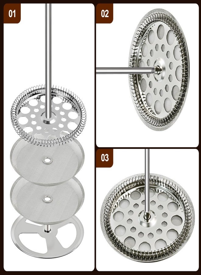 AUUTI 9-Piece French Press Filter Replacements Set - Stainless Steel Plunger and Screens for 34oz/3.75in Press, Includes Spiral and Cross Disk - Image 4