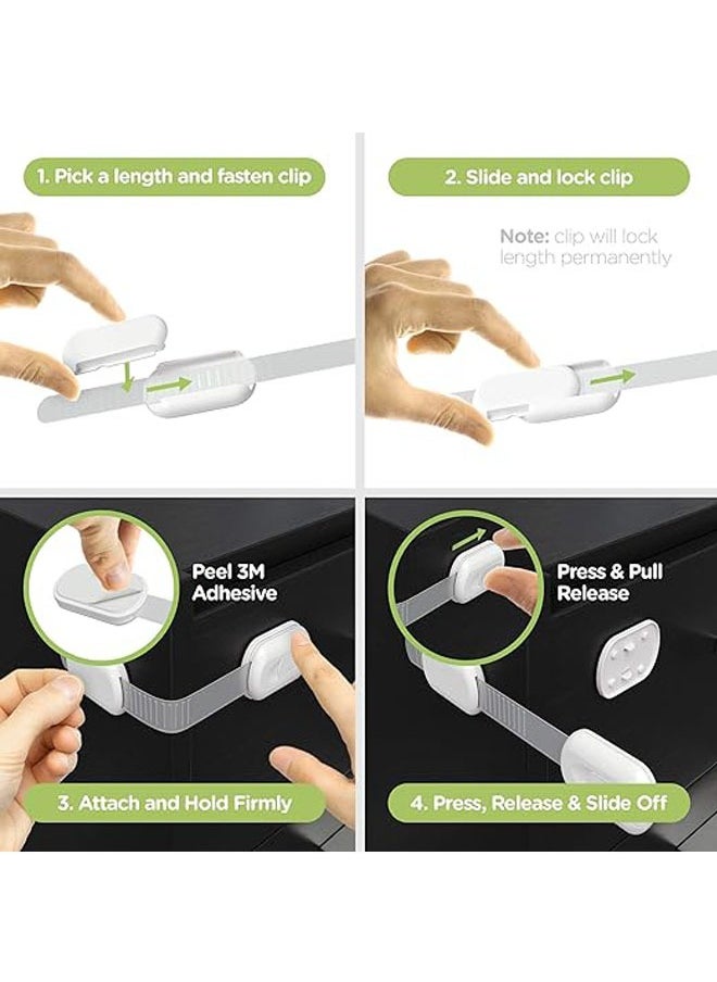 Skyla Homes SKYLA HOMES Baby Locks (8-Pack) Child Safety Cabinet Proofing - Safe Quick and Easy 3M Adhesive Cabinet Drawer Door Latches No Screws & Magnets Multi-Purpose for Furniture Kitchen Ovens Toilet Seats  - Image 3