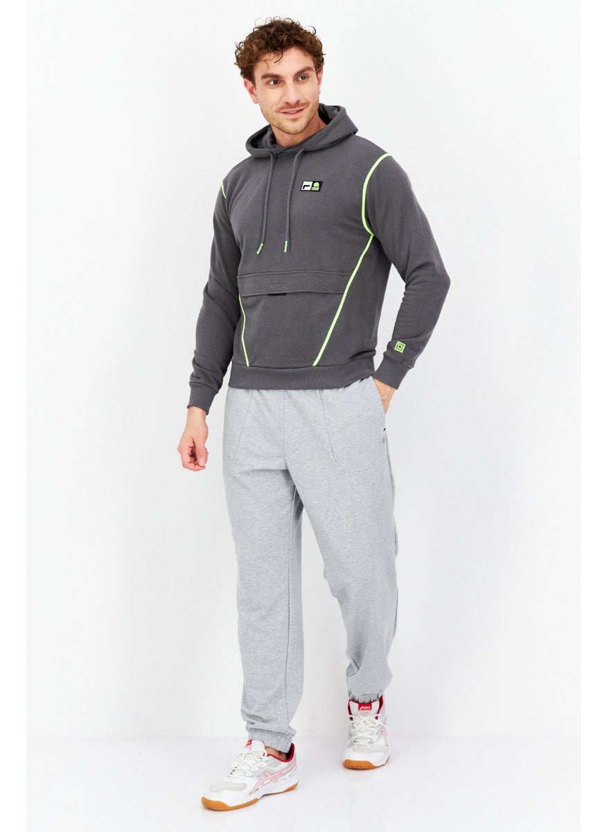 FILA Men Oversized Fit Long Sleeves Outdoor Hooded Sweatshirt, Grey  - Image 3