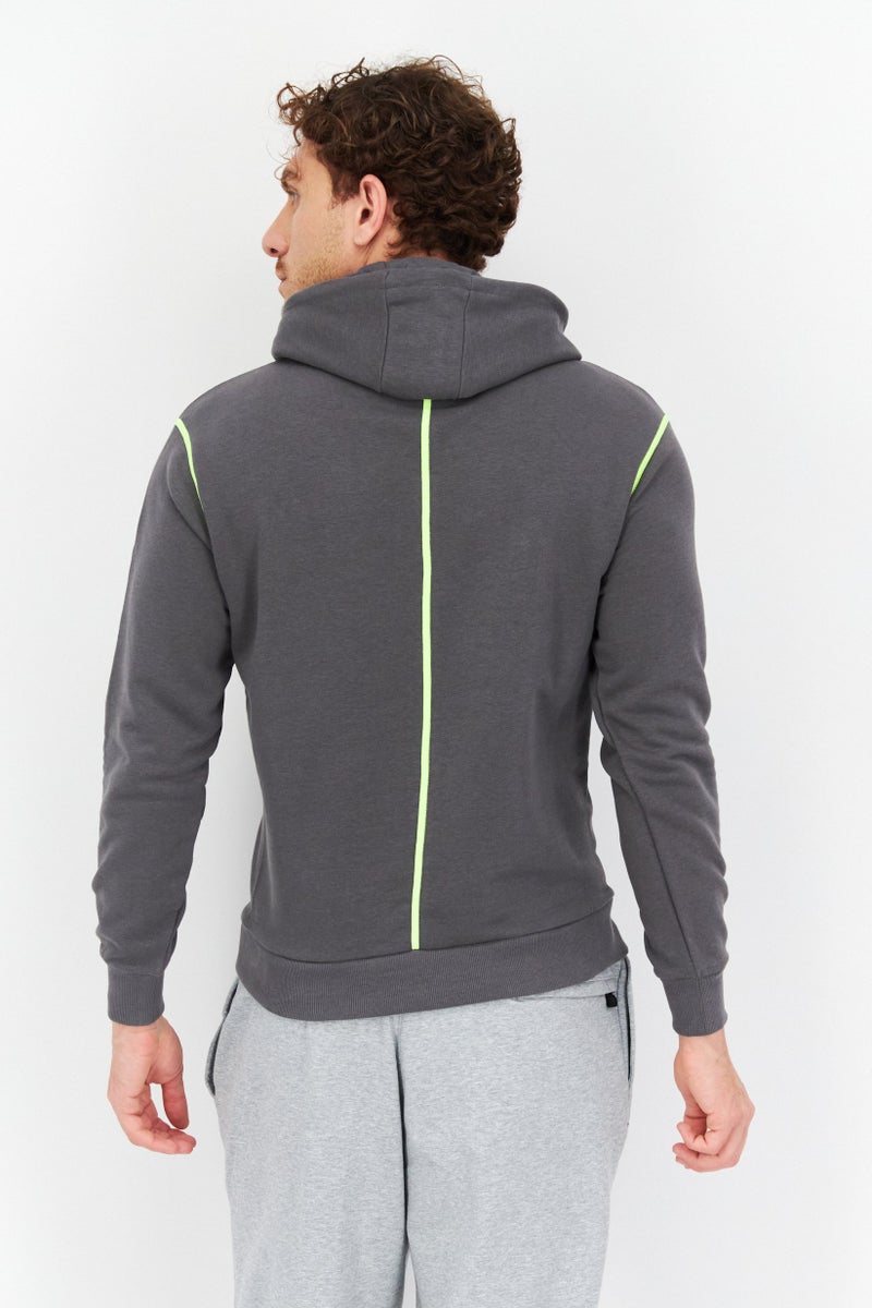 FILA Men Oversized Fit Long Sleeves Outdoor Hooded Sweatshirt, Grey - Image 2