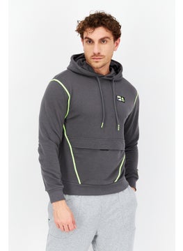 FILA Men Oversized Fit Long Sleeves Outdoor Hooded Sweatshirt, Grey  - Image 1