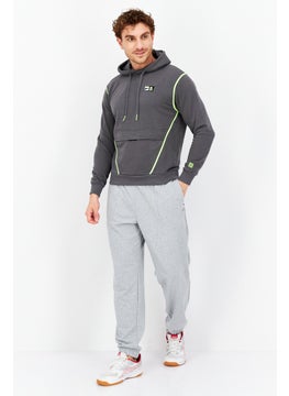 FILA Men Oversized Fit Long Sleeves Outdoor Hooded Sweatshirt, Grey  - Image 3