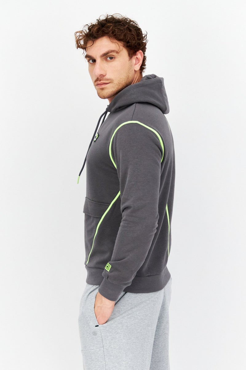 FILA Men Oversized Fit Long Sleeves Outdoor Hooded Sweatshirt, Grey - Image 4