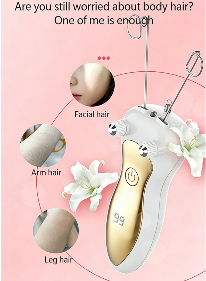 Halamine Painless Electric Cotton Epilator for Women - USB Rechargeable Facial Hair Remover with LED Light - Gentle Lady Facial Hair Remover for Upper Lip, Chin & Cheeks - Smooth Skin at Home - Image 2