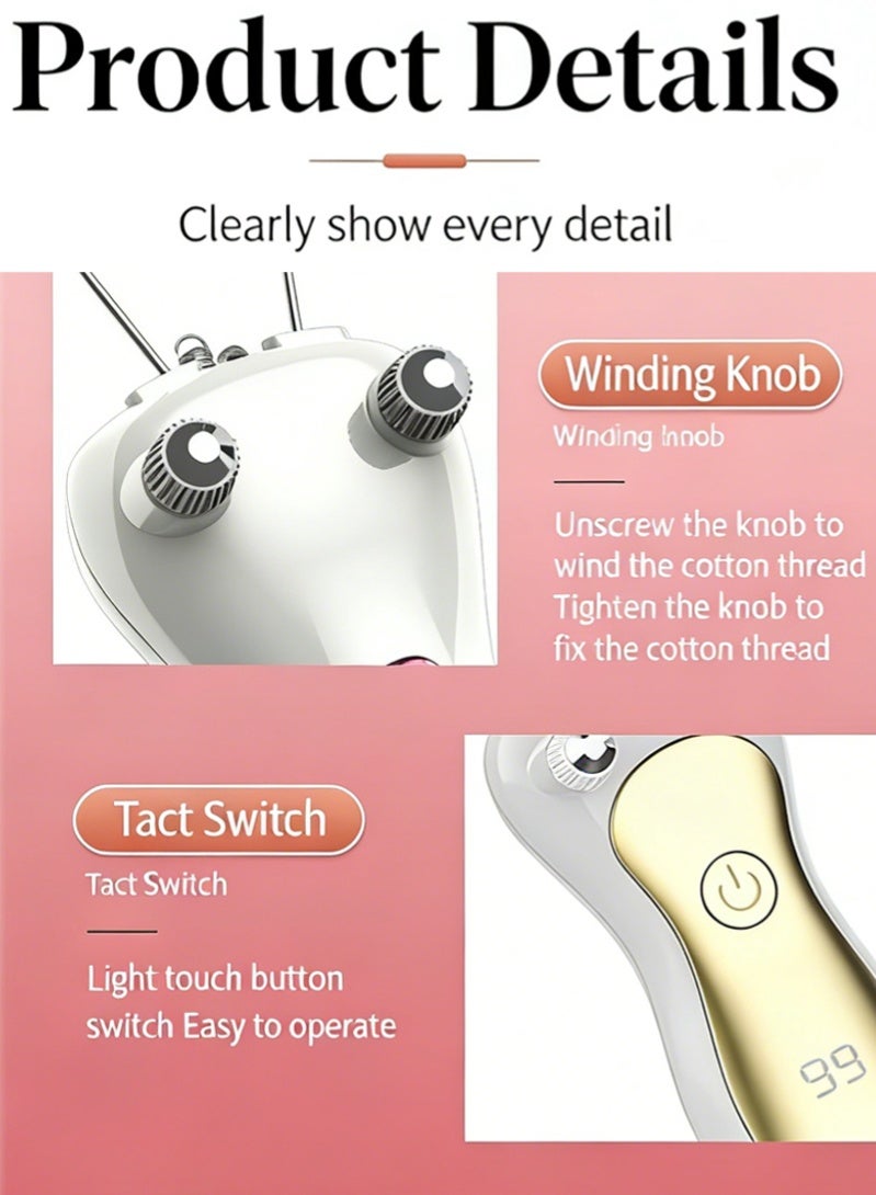 Halamine Painless Electric Cotton Epilator for Women - USB Rechargeable Facial Hair Remover with LED Light - Gentle Lady Facial Hair Remover for Upper Lip, Chin & Cheeks - Smooth Skin at Home - Image 4