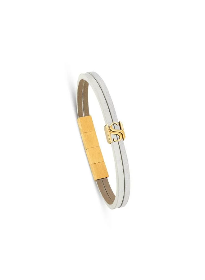Saint Honore Paris Logo Flat Leather Bracelet for Men