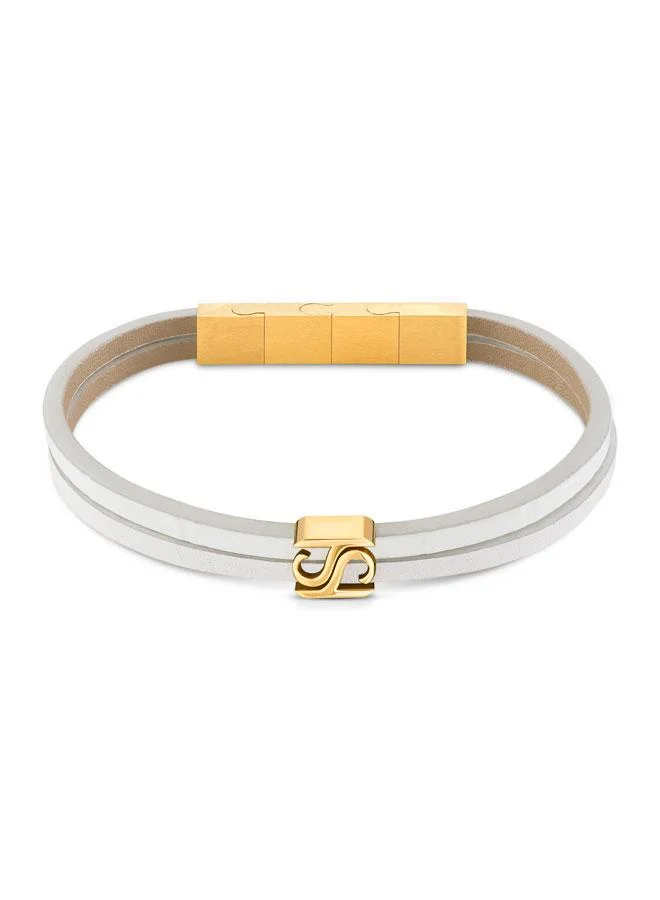 Saint Honore Paris Logo Flat Leather Bracelet for Men