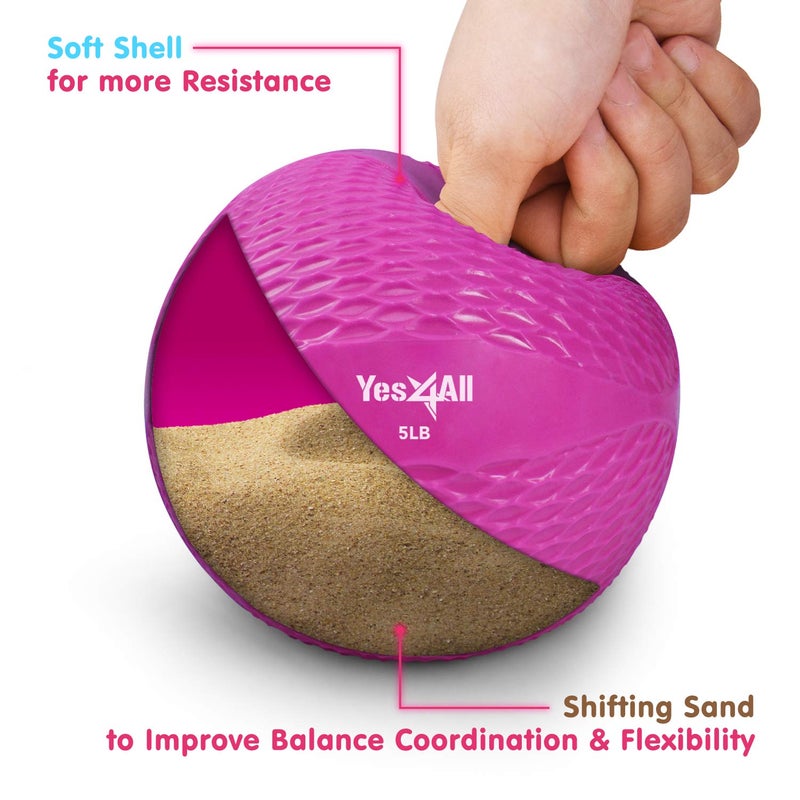Yes4All Soft Weighted Toning Ball Knurl 5lb Pink - Image 3
