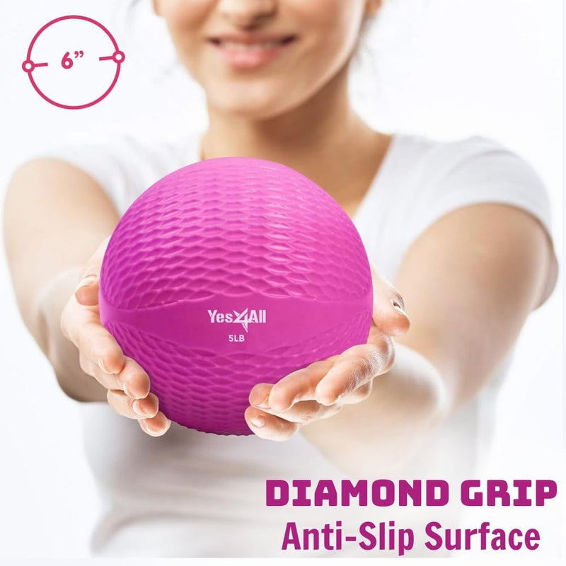 Yes4All Soft Weighted Toning Ball Knurl 5lb Pink - Image 2