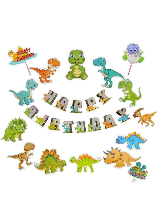 FI - FLICK IN 72 pcs 7th Birthday Animal Decoration Fringe Curtain Dino Cutouts Cake Topper Props Dinosaur Birthday Decorations for Boys Animal Theme Bday Decoration (Pack of 72, Multicolor) - Image 5