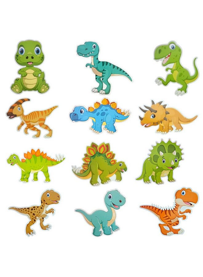 FI - FLICK IN 72 pcs 7th Birthday Animal Decoration Fringe Curtain Dino Cutouts Cake Topper Props Dinosaur Birthday Decorations for Boys Animal Theme Bday Decoration (Pack of 72, Multicolor) - Image 4