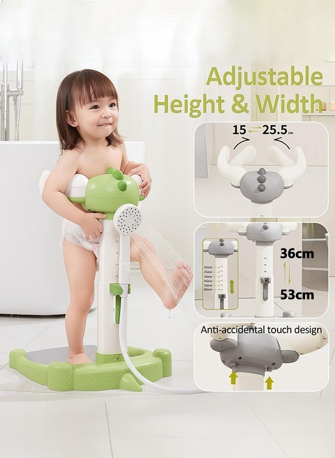 والالا حامل استحمام للأطفال، حوض استحمام قائم للأطفال مع ارتفاع قابل للتعديل ومسند للذراعين ومضاد للانزلاق، دعامة استحمام قائمة مع قاعدة مضادة للانزلاق وسجادة للأطفال من عمر 6 إلى 36 شهرًا - رمادي - Image 4