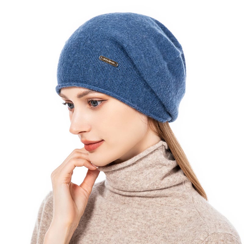 QUEENFUR Knit Slouchy Beanie Hats for Women Cashmere Ski Cap Knitted Wool Soft Warm Winter Hat - Image 4