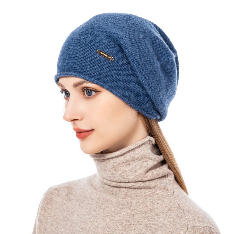 QUEENFUR Knit Slouchy Beanie Hats for Women Cashmere Ski Cap Knitted Wool Soft Warm Winter Hat - Image 2