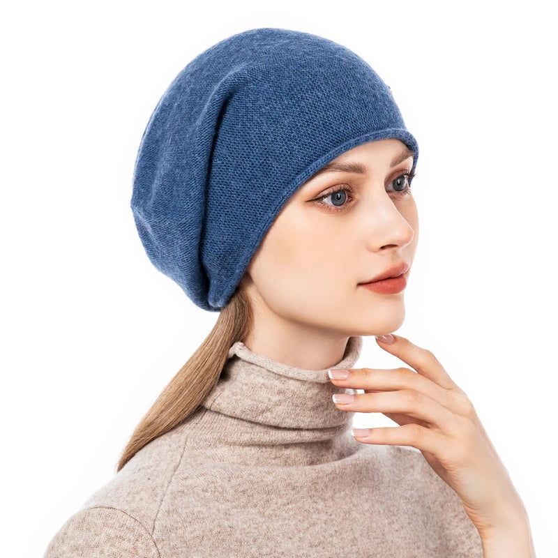 QUEENFUR Knit Slouchy Beanie Hats for Women Cashmere Ski Cap Knitted Wool Soft Warm Winter Hat - Image 3