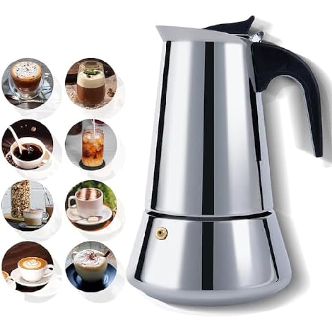 Khazna Stovetop Espresso Maker 6Cup300Ml Stainless Steel Classic Moka Coffee Pot With Coffee Percolator Design Italian Coffee Maker Suitable For Induction Cookers - Image 4