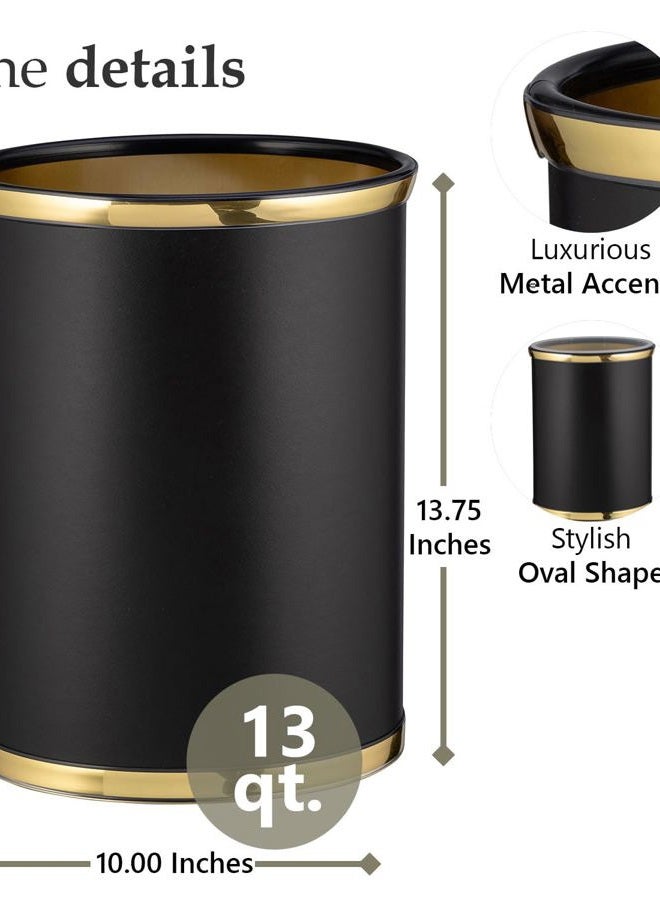 Kraftware Sophisticates Black/Polished Gold Brass Waste Basket with 3/4-Inch Bands and Brass Bumper - Image 4