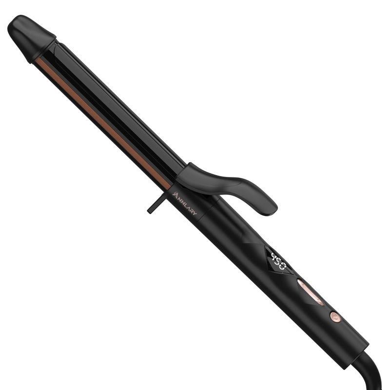 ANNLARY 1 Inch Curling Iron, Titanium Ceramic Hair Curler, Fast Heating Curling Wand with 8 Heat Settings with LED Display for All Hair Types Dual Voltage 110-240V for Travel - Image 1