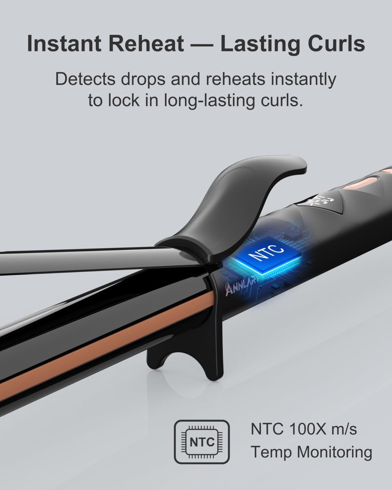 ANNLARY 1 Inch Curling Iron, Titanium Ceramic Hair Curler, Fast Heating Curling Wand with 8 Heat Settings with LED Display for All Hair Types Dual Voltage 110-240V for Travel - Image 4