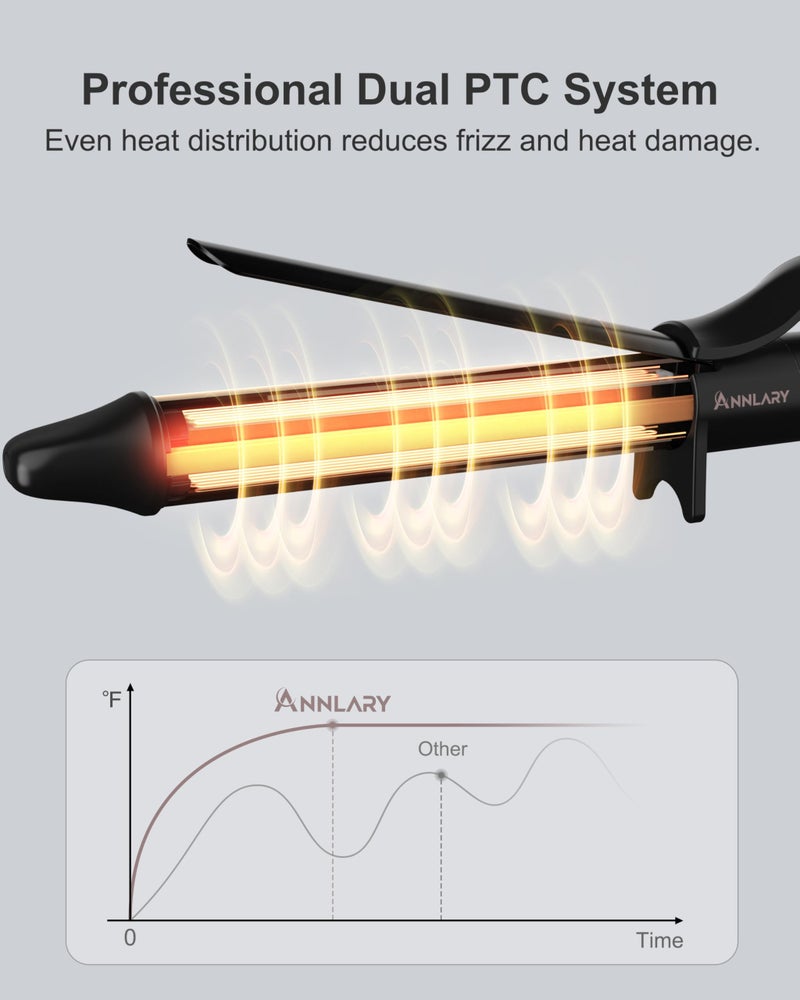 ANNLARY 1 Inch Curling Iron, Titanium Ceramic Hair Curler, Fast Heating Curling Wand with 8 Heat Settings with LED Display for All Hair Types Dual Voltage 110-240V for Travel - Image 3