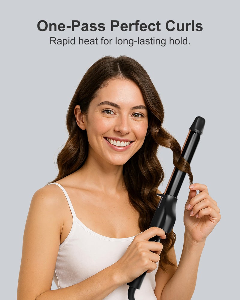 ANNLARY 1 Inch Curling Iron, Titanium Ceramic Hair Curler, Fast Heating Curling Wand with 8 Heat Settings with LED Display for All Hair Types Dual Voltage 110-240V for Travel - Image 2