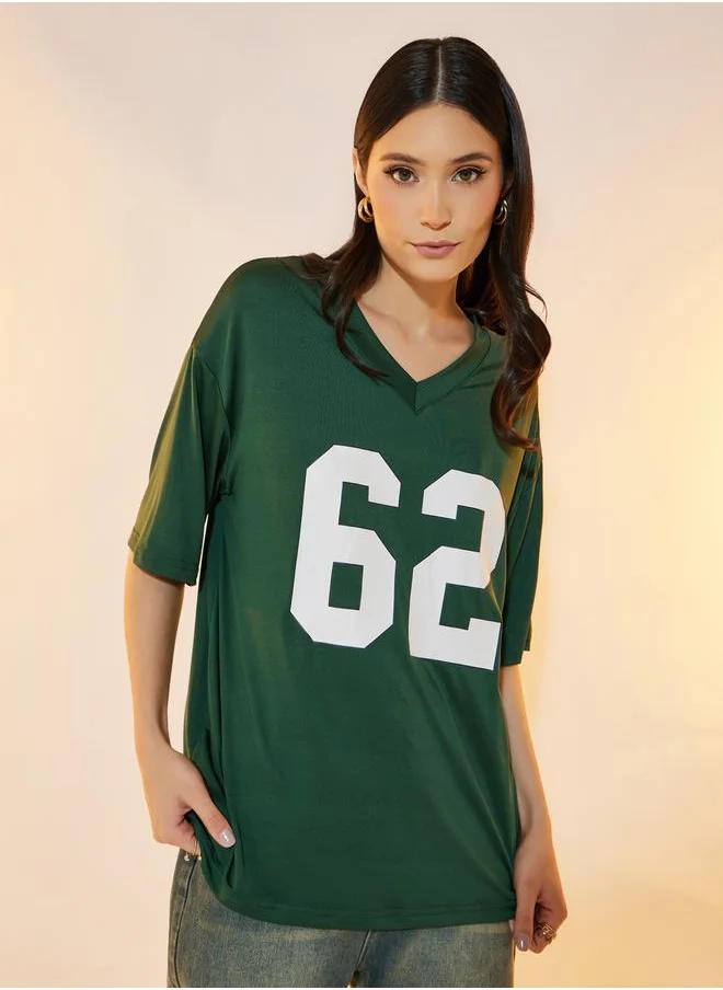 Take Two Graphic Print V-Neck Short Sleeve T-Shirt