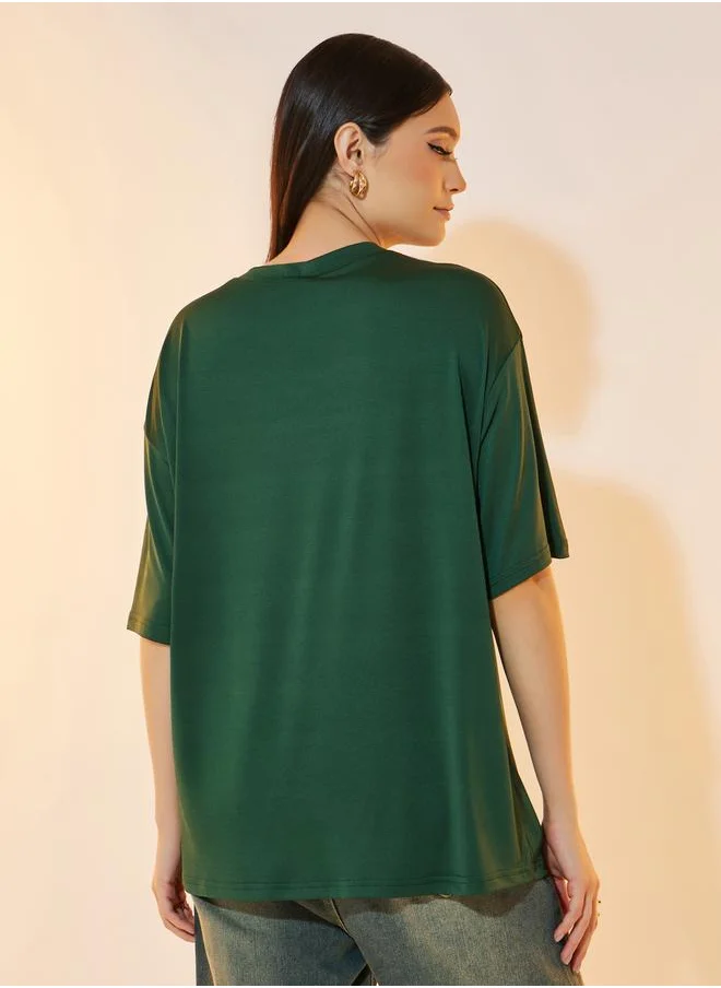 Take Two Graphic Print V-Neck Short Sleeve T-Shirt