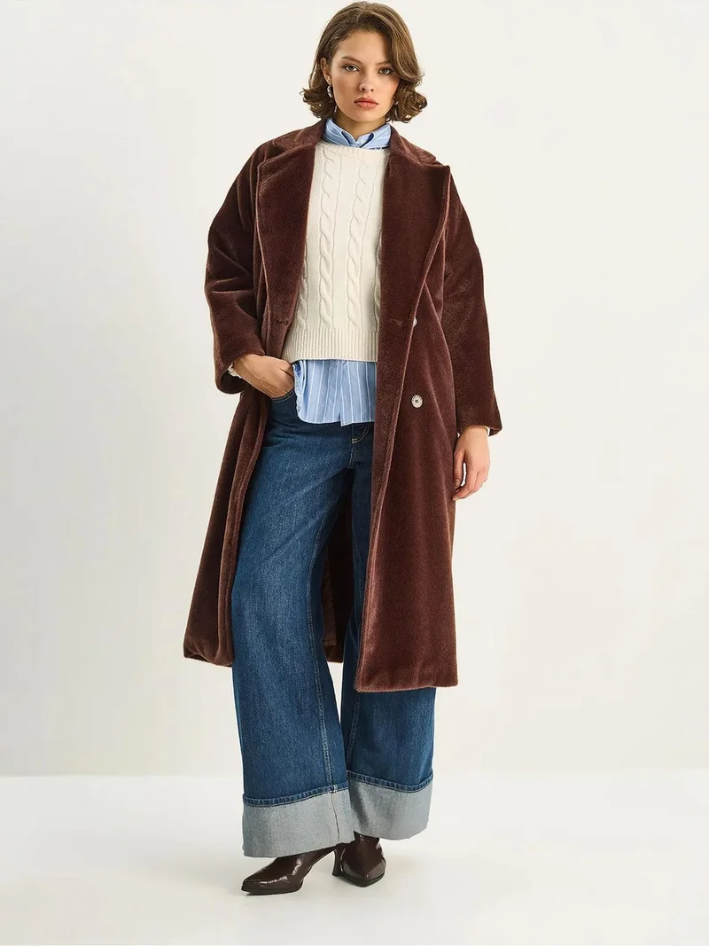 LUCCI Plush Buttoned Coat