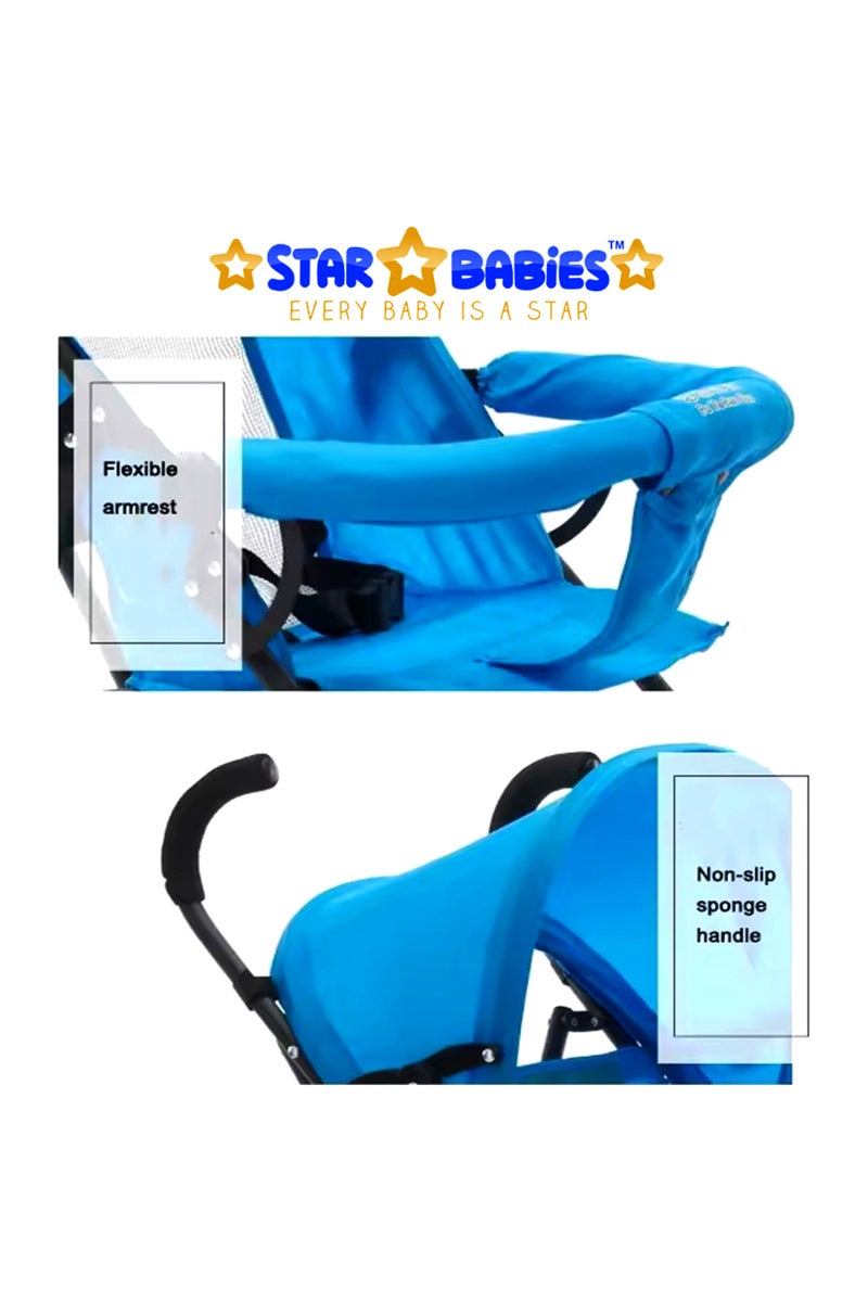 Star Babies - Light Weight Foldable Baby Stroller - Blue - Image 4