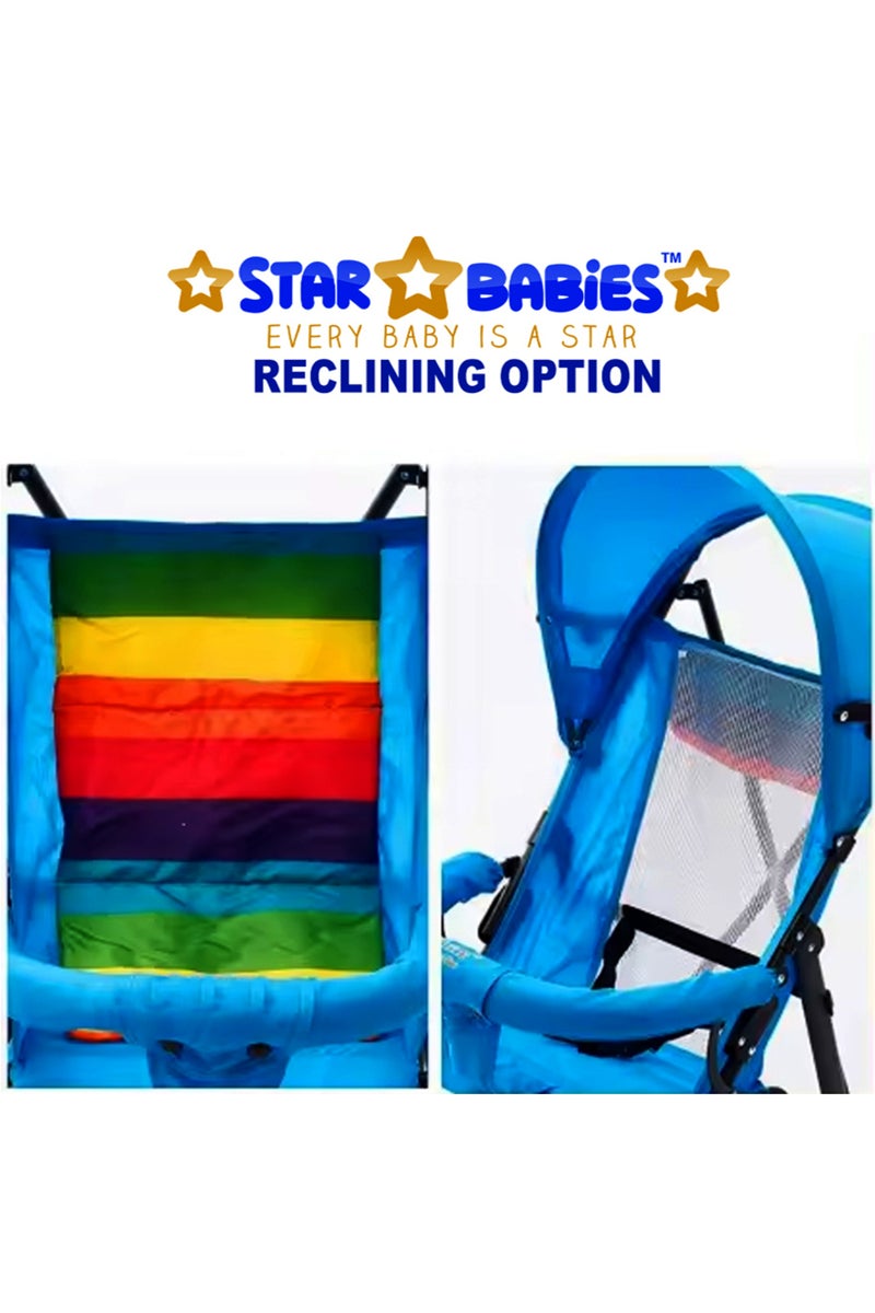 Star Babies - Light Weight Foldable Baby Stroller - Blue - Image 3