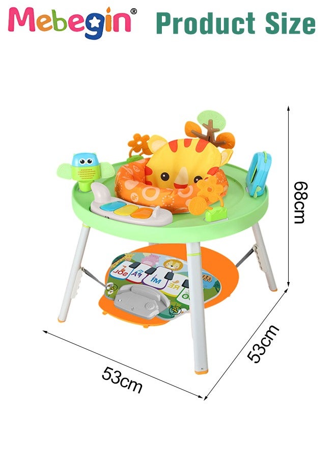 MEBEGIN - 3 in 1 Baby Activity Center Equipped with Footstep Music Pad and Keyboard, Multi-functional Baby Chair with Removable Toy Tray, Activity Jumper and Bouncer for Babies' Early Education, Height Adjustable and 360 Degree Swivel Seat - Image 1