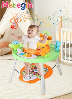 MEBEGIN 3 in 1 Baby Activity Center Equipped with Footstep Music Pad and Keyboard, Multi-functional Baby Chair with Removable Toy Tray, Activity Jumper and Bouncer for Babies' Early Education, Height Adjustable and 360 Degree Swivel Seat  - Image 1