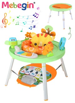 MEBEGIN 3 in 1 Baby Activity Center Equipped with Footstep Music Pad and Keyboard, Multi-functional Baby Chair with Removable Toy Tray, Activity Jumper and Bouncer for Babies' Early Education, Height Adjustable and 360 Degree Swivel Seat  - Image 2