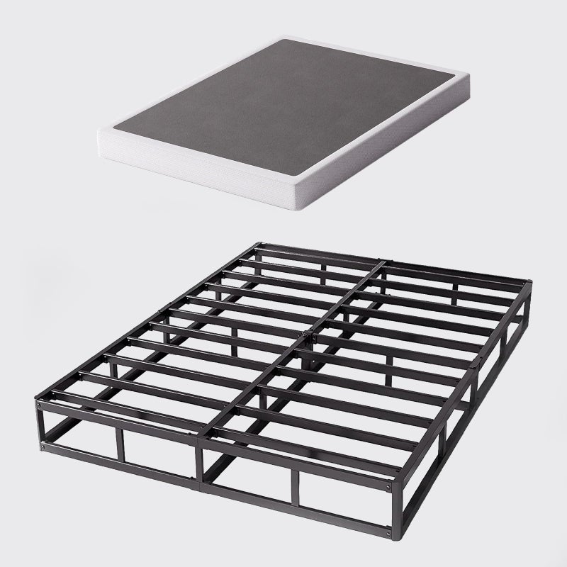 Bedsnus King Size Box Spring and Cover Set 5 Inch Low Profile Metal BoxSpring Heavy Duty Structure Mattress Foundation Noise Free NonSlip Easy Assembly