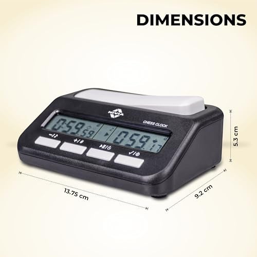 Nivia Chess Clock for Professional Board Games, Large Display, Digital Clocks, Game Timer and Board, Count Up/Countdown, Solid Plastic Digital Clock (Black) - Image 5