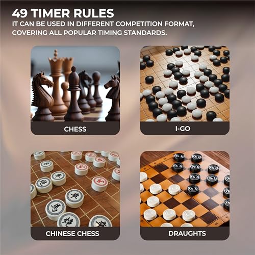 Nivia Chess Clock for Professional Board Games, Large Display, Digital Clocks, Game Timer and Board, Count Up/Countdown, Solid Plastic Digital Clock (Black) - Image 4