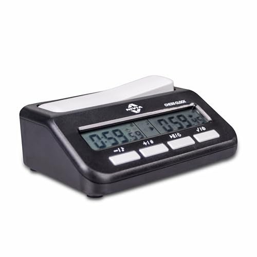 Nivia Chess Clock for Professional Board Games, Large Display, Digital Clocks, Game Timer and Board, Count Up/Countdown, Solid Plastic Digital Clock (Black) - Image 1