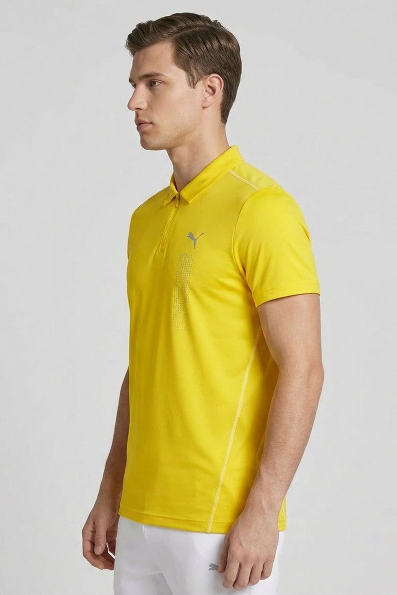 Puma x One8 Men Sportswear Fit Brand Logo Training Polo Shirt, Yellow - Image 3