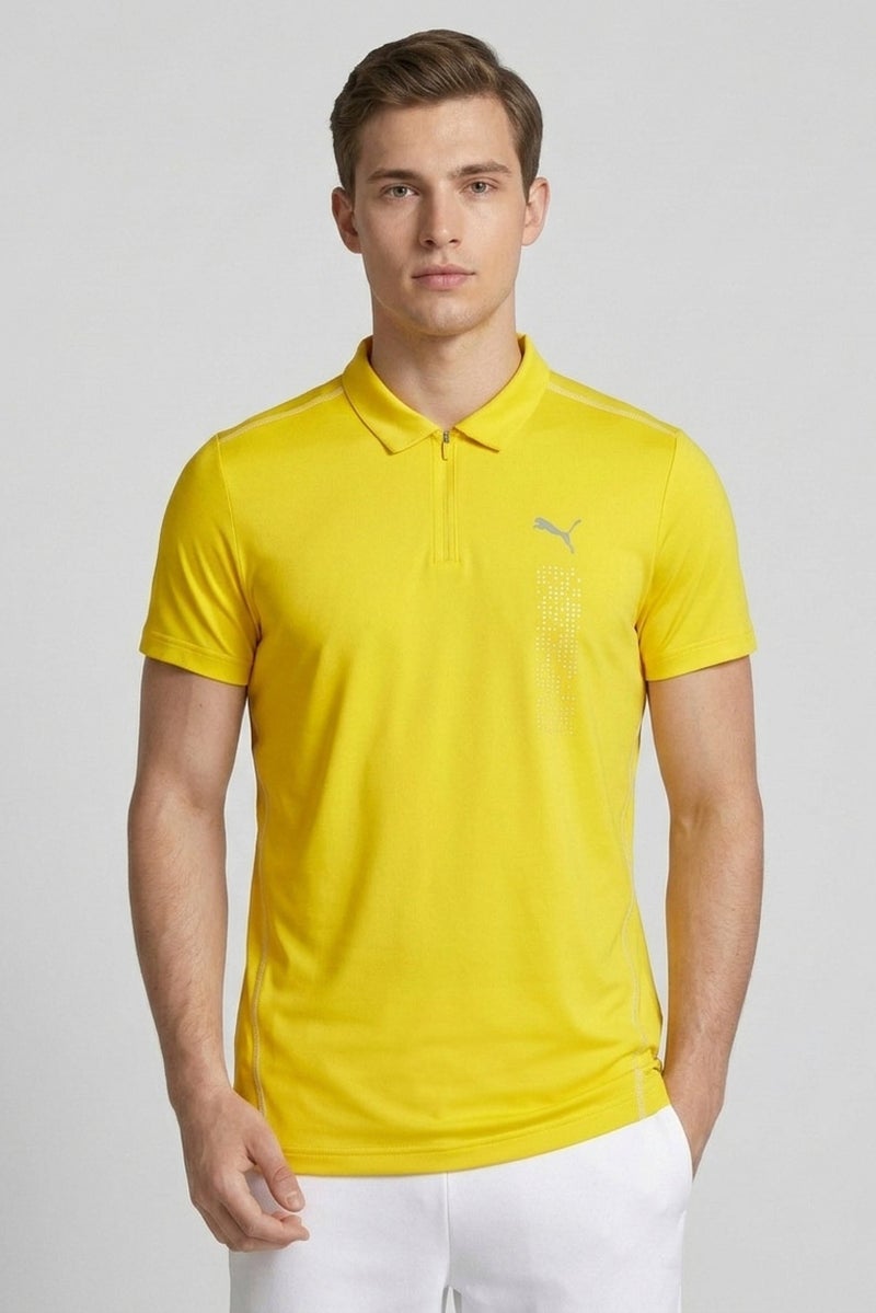 Puma x One8 Men Sportswear Fit Brand Logo Training Polo Shirt, Yellow - Image 1