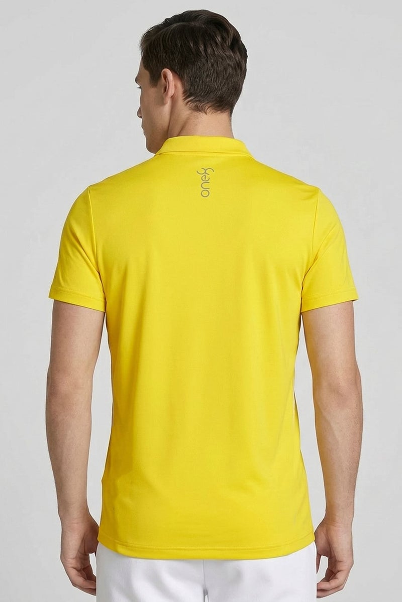 Puma x One8 Men Sportswear Fit Brand Logo Training Polo Shirt, Yellow - Image 4