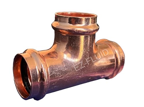 EZ-FLUID EZFLUID 112 Copper Press Tee FittingNo Lead Pro Press Copper Pressure Press 3 Way Tee FittingsPro Type Pipe Fitting ConnectionResidentialCommercial Plumbing1 - Image 1