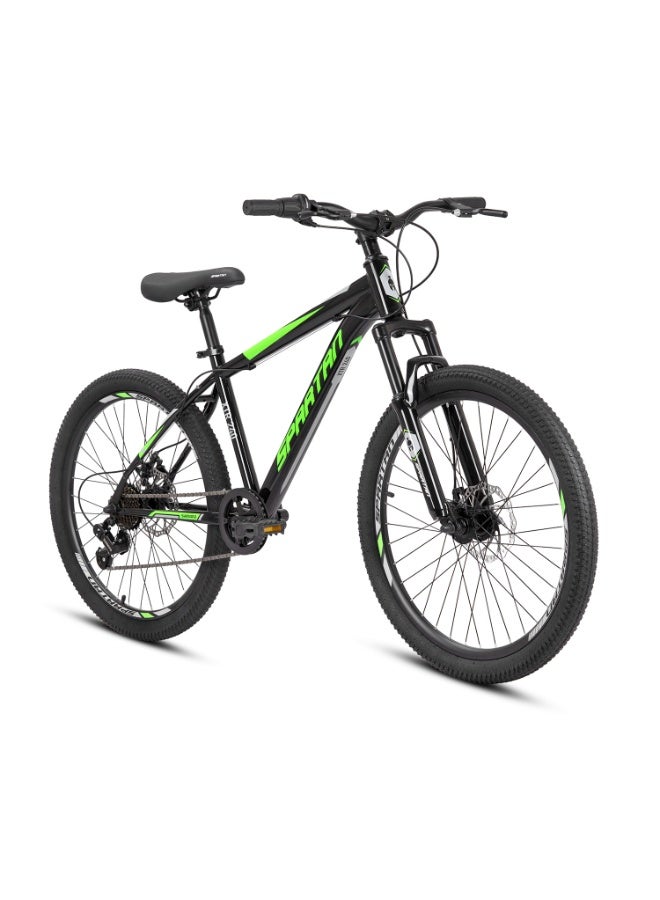 24-Inch XTR Mountain Bike | 15-Inch Durable Steel Frame | Shimano 1x7 Drivetrain Gears | Alloy Disc Brakes With 160 mm Rotors | 24x1.95-Inch Kylin MTB Tyres | Swallow Handlebar | Black/Green