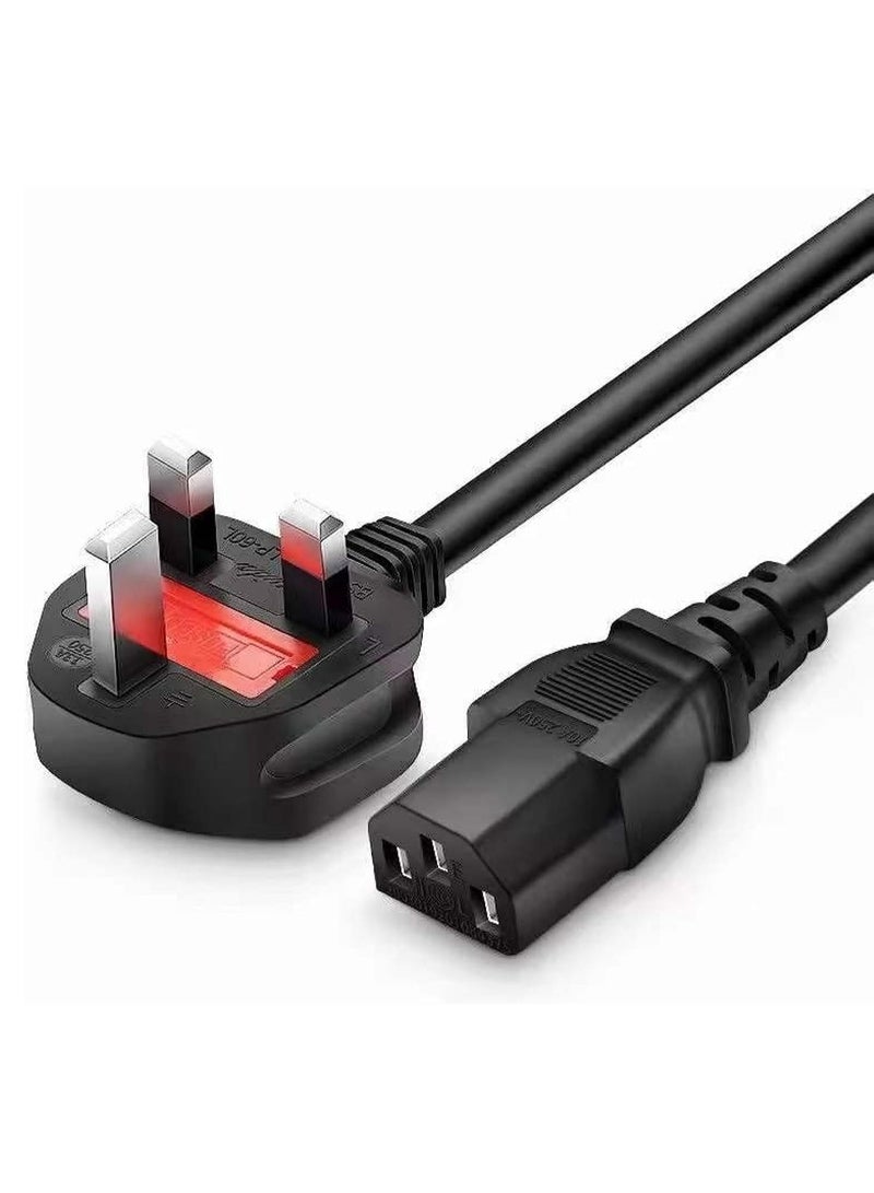 UK Power Cable, 3-Pin Fused Lead, 220V Compatible for Laptop, TV, Monitor, Printer, Black  - Image 1