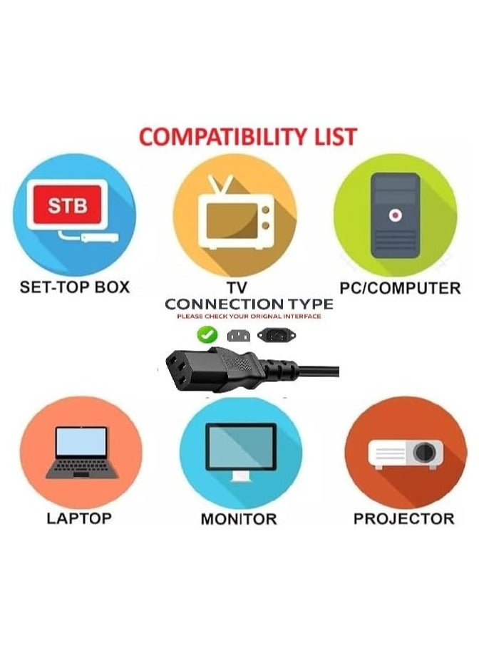 UK Power Cable, 3-Pin Fused Lead, 220V Compatible for Laptop, TV, Monitor, Printer, Black  - Image 5