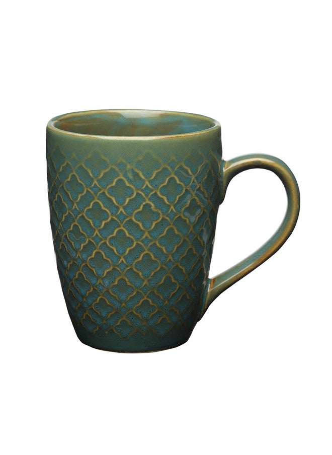 Arrabi Green Textured Ceramic Handmade Mug Set - 6 Pieces, 250ml - Image 3