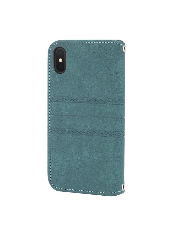S-TOP Case For iPhone XR Embossed Striped Magnetic Buckle PU + TPU Horizontal Flip Leather Case with Holder & Card Slot & Wallet & Photo Frame & Sling - Image 3