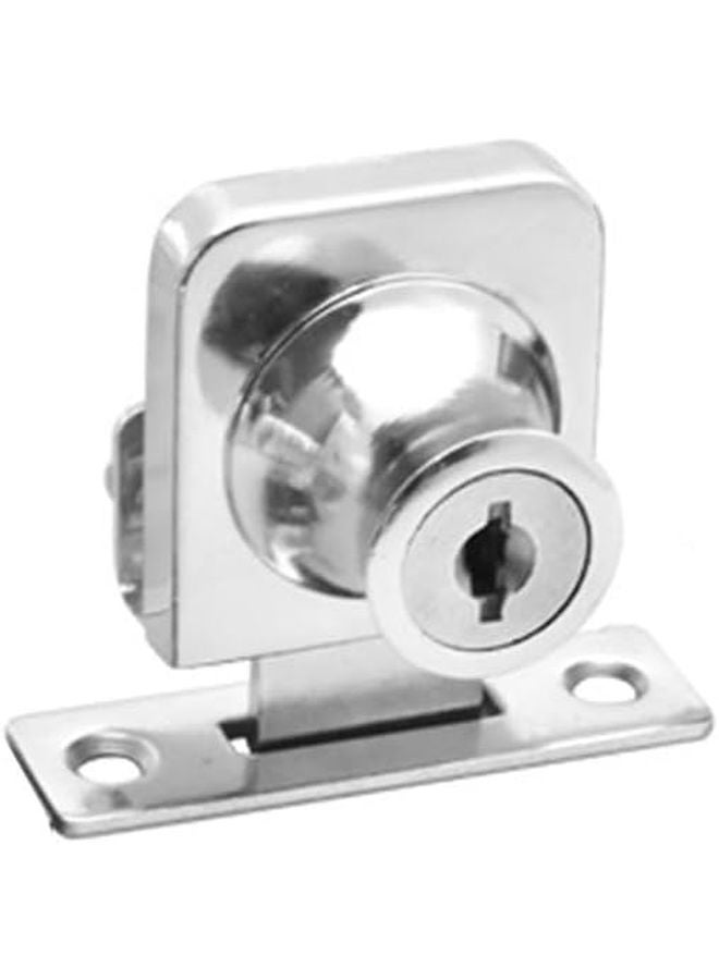 قفل زجاجي للأبواب من سبيكة الزنك بدون حفر، مناسب لخزانات العرض المتأرجحة بسمك 5-8 ملم، بتشطيب فضي ومرفق بمفتاحين. - Image 4