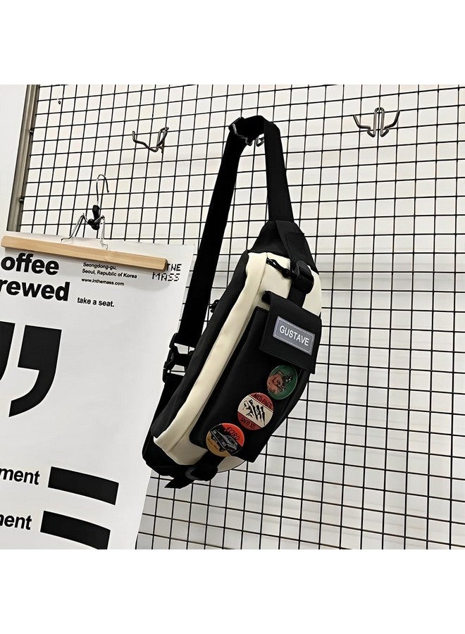 GUSTAVE® Waist Bags for Men Women with 4 Badges and Adjustable Strap, Waterproof Bumbag Creative Stylish Sport Chest Bag Waist Pack for Hiking Travel Camping Running Sports Outdoors - Image 5