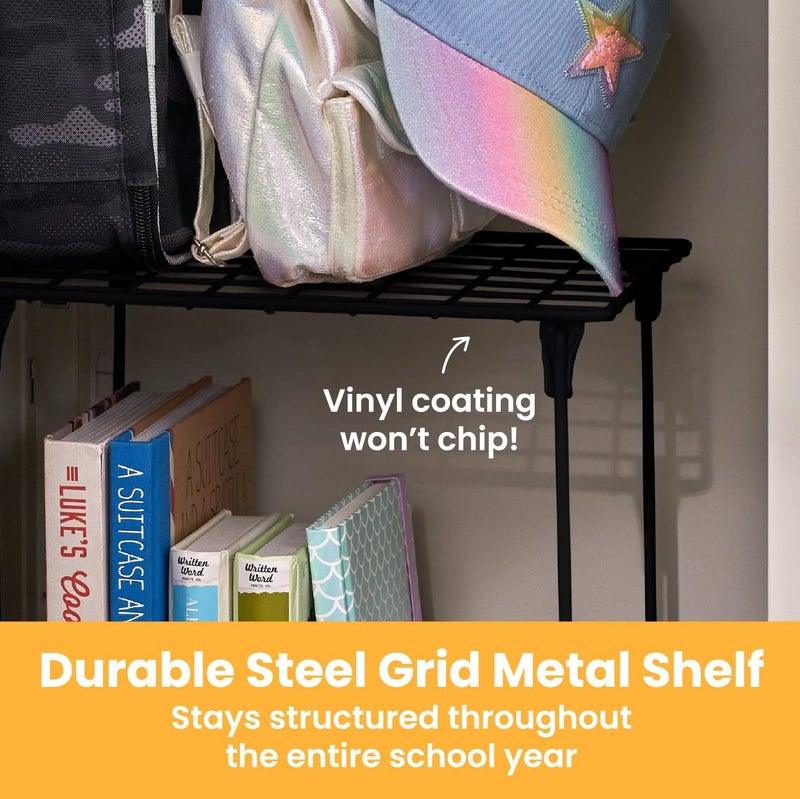 LockerMate 7Piece Locker Organizer Kit Includes Locker Shelf Mirror Whiteboard Storage Cup  Dry Erase Marker  Black - Image 4