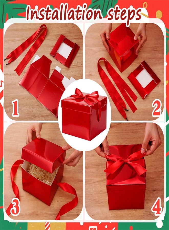 Cholemy 6 Pcs Nesting Gift Boxes with Lid Square Nesting Gift Boxes for Presents Packaging with Ribbon Easter Anniversaries Bridal Shower Birthday Wedding Party Favor(Red - Image 4